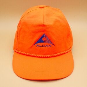 Alcan Vintage Neon Orange Nylon Trucker Hat Men's Size OSFM
